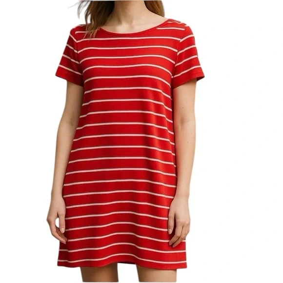 Lauren by Ralph Lauren Size L Red & White Striped dress EUC - Picture 1 of 7